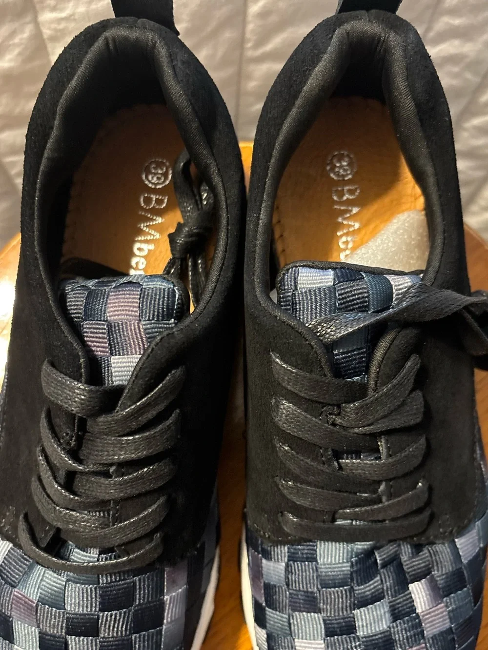 Bernie Mev Lace Up‎ Blue Woven Sneakers Womens US 8 EU 39